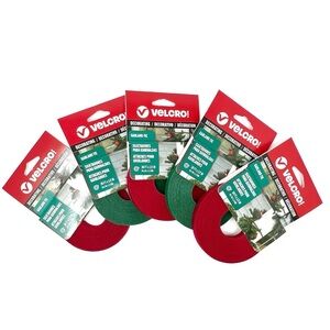 Five Rolls of Velcro Decorating Garland Tie 0.5” X 30’ Holiday Christmas New NWT